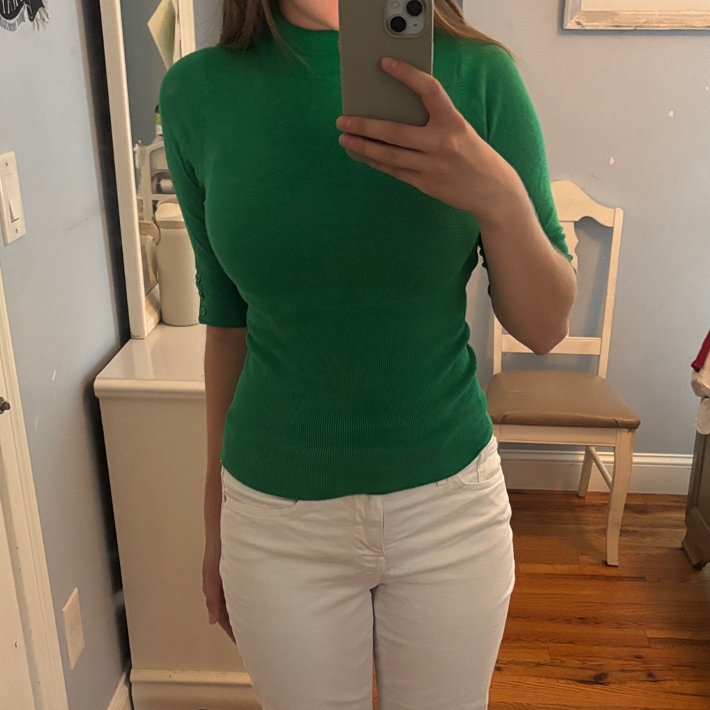 Express green rib-nit top